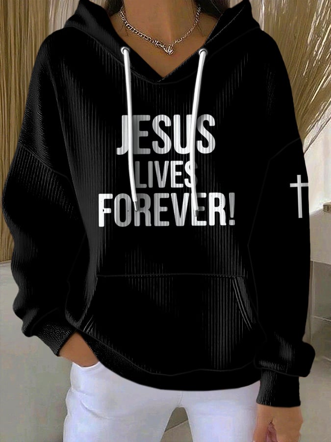 Women's Faith Print Casual Hoodie