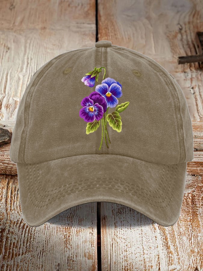 Unisex Distressed Washed Cotton Alzheimer's Awareness Printed Hat
