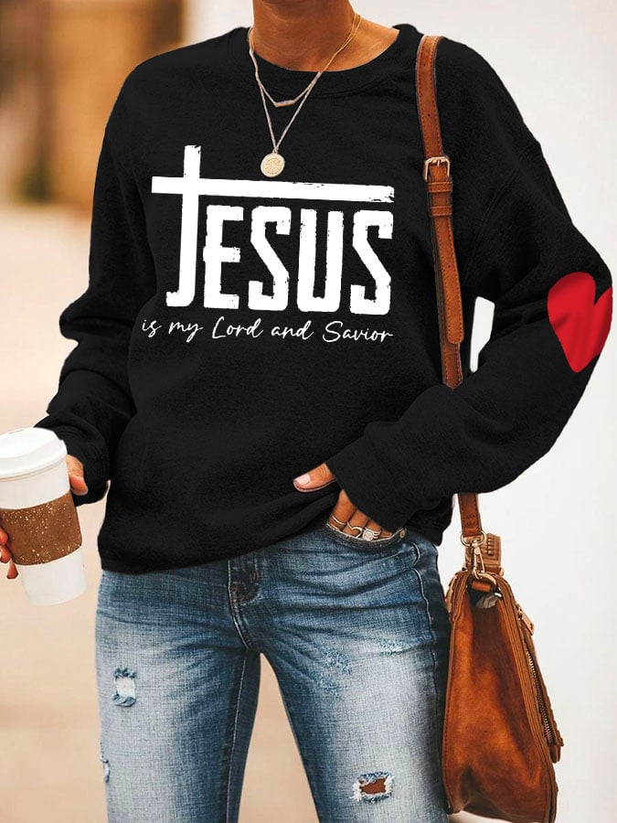 Women'S Jesus Is My Lord And Savior Print Sweatshirt
