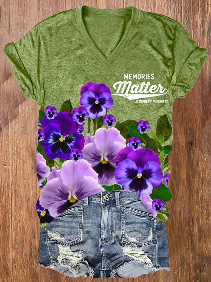Women's Memories Matter Alzheimer'S Awareness Print T-shirt