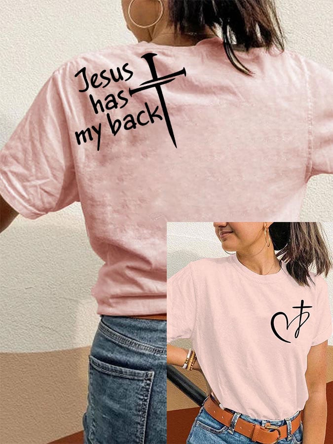 Women's Jesus has my back printed casual T-shirt