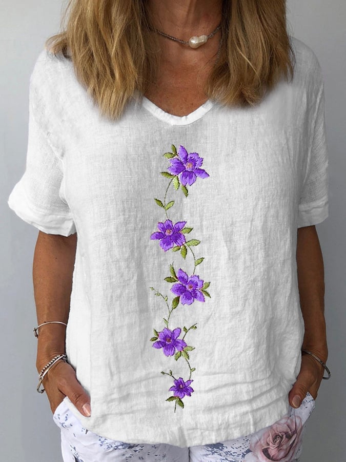 Women's Purple Flower Alzheimer's Awareness Support Shirt