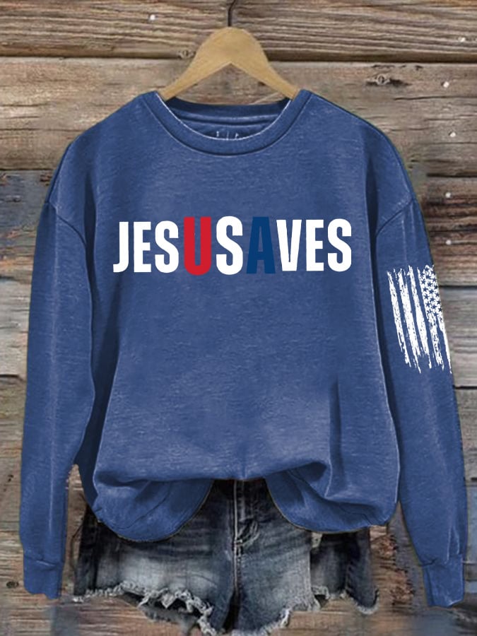 Women's Fall American Jesus Casual Crew Neck Top