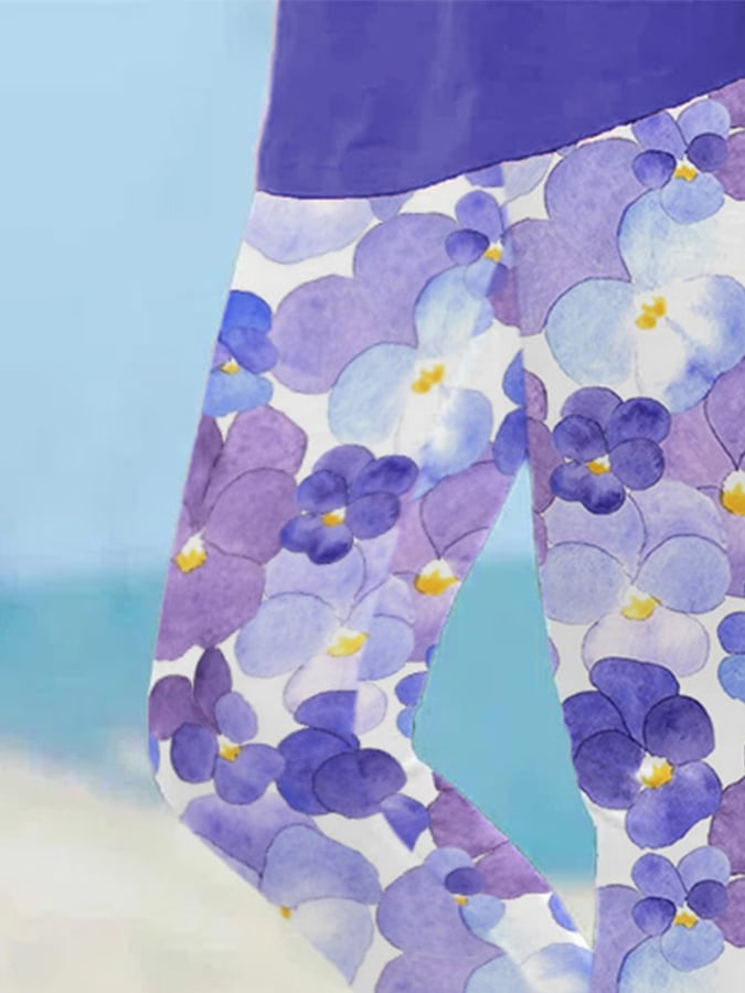 Women's Alzheimer's Forget-Not Floral Design Printed Leggings