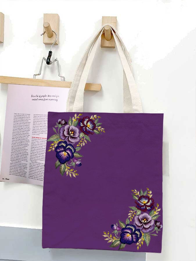 Alzheimer's Purple Floral Canvas Bag
