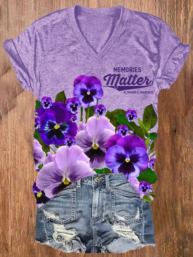 Women's Memories Matter Alzheimer'S Awareness Print T-shirt