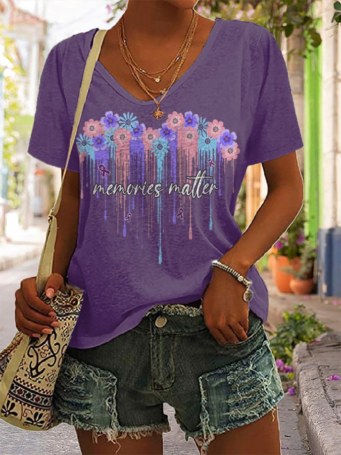 Alzheimer's Awareness Memcries Matter Print Short Sleeve T-Shirt