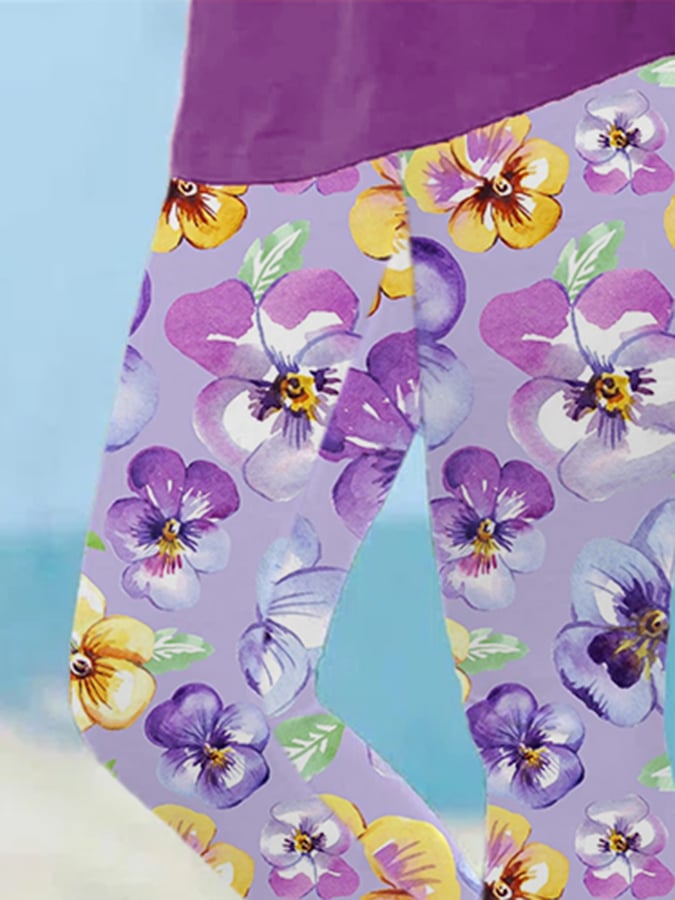 Women's Alzheimer's Forget-Not Floral Design Printed Leggings