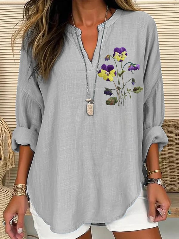 Women's Purple Alzheimer Awareness Print Casual Blouse