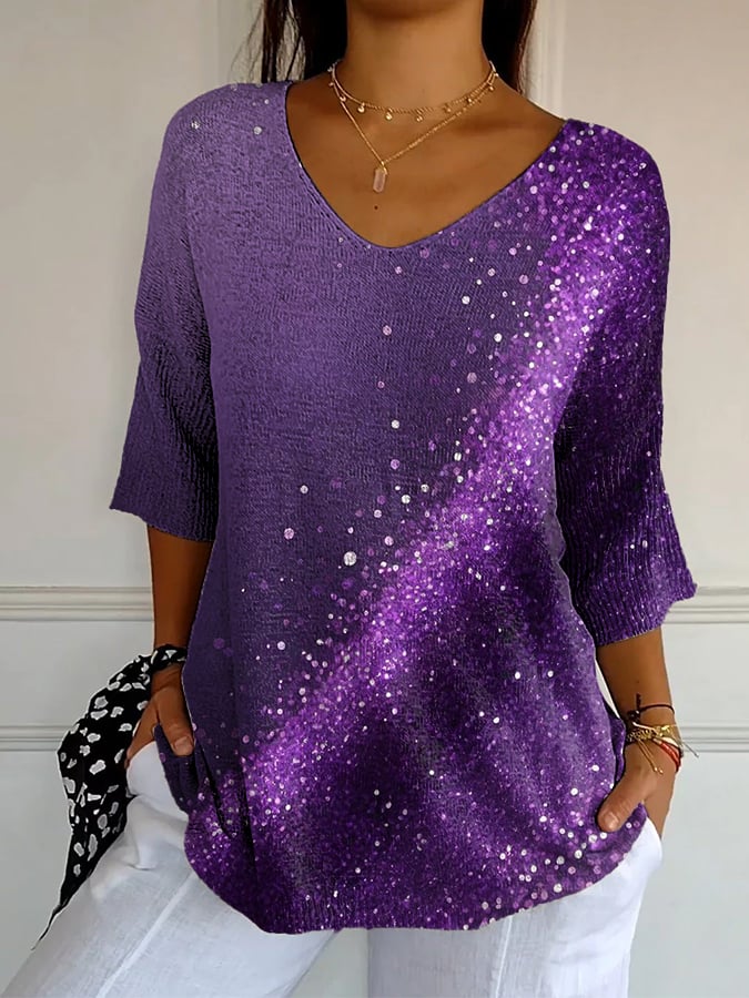 Women's Alzheimer's Purple Gradient Print Mid Sleeve T-Shirt