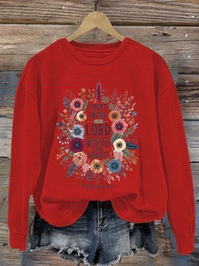 Women's Casual Faith Print Sweatshirt
