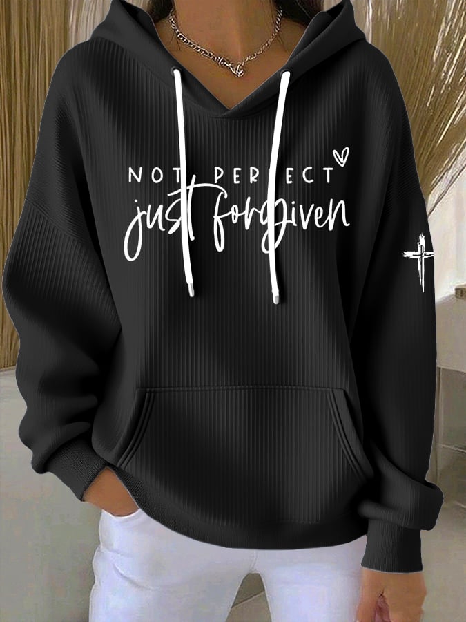 Women's Faith Not Perfect Just Forgiven Print Hoodie