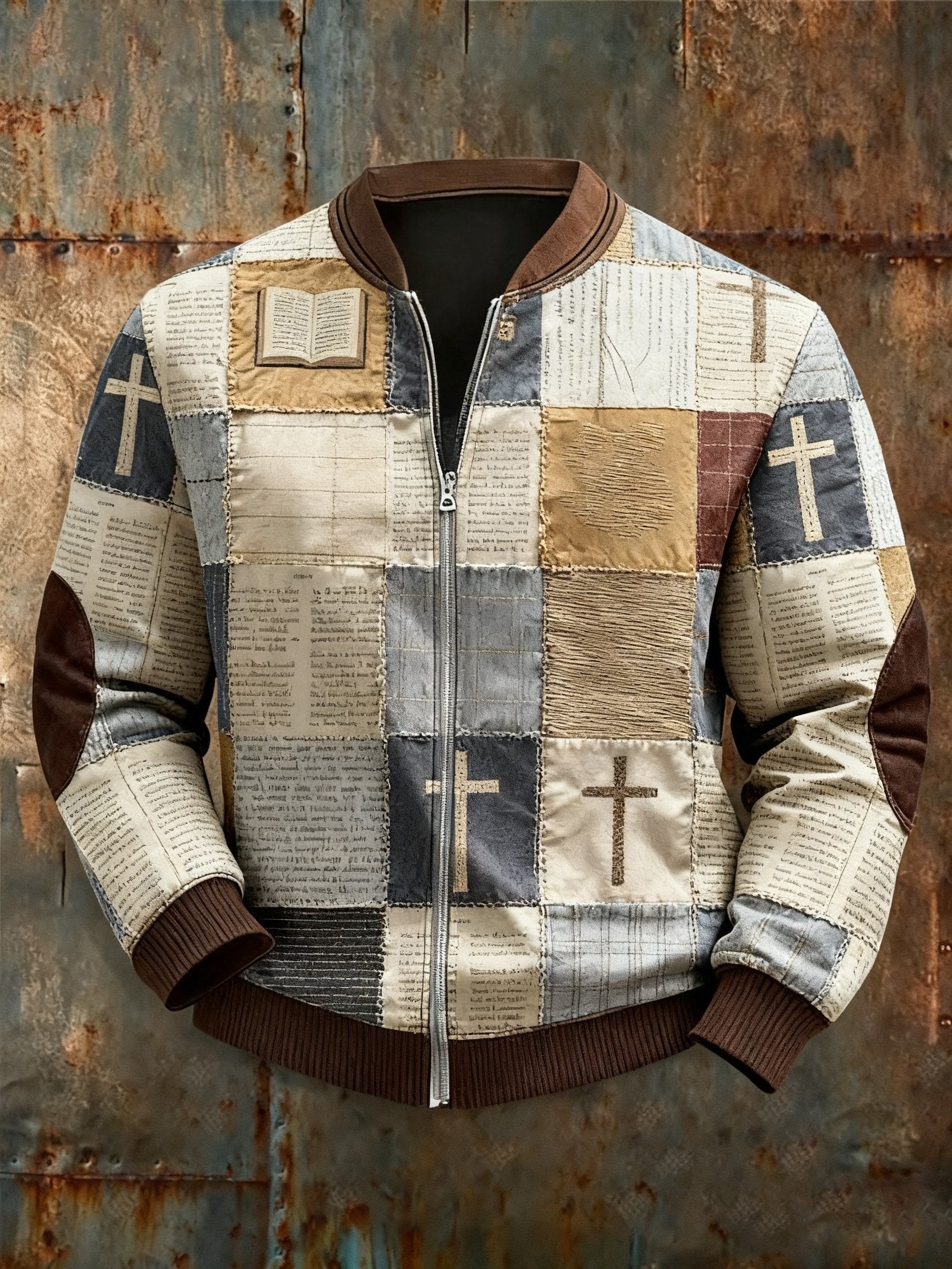 Men's Faith Print Casual Zipper Sweatshirt