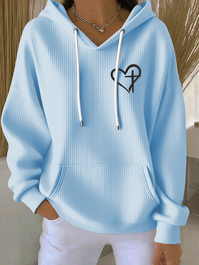 Women's Faith Print Casual Hooded Sweatshirt