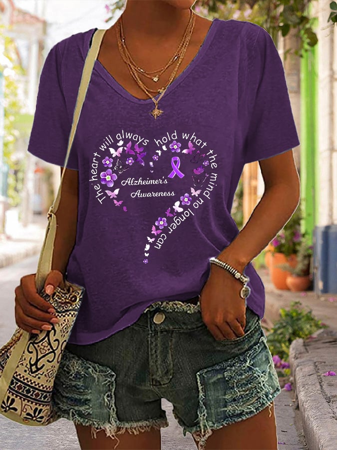 Women's Alzheimer's Casual Printed T-Shirt