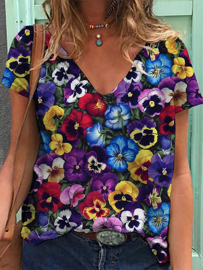 Women's Alzheimer's Forget-Not Floral Print Casual T-Shirt