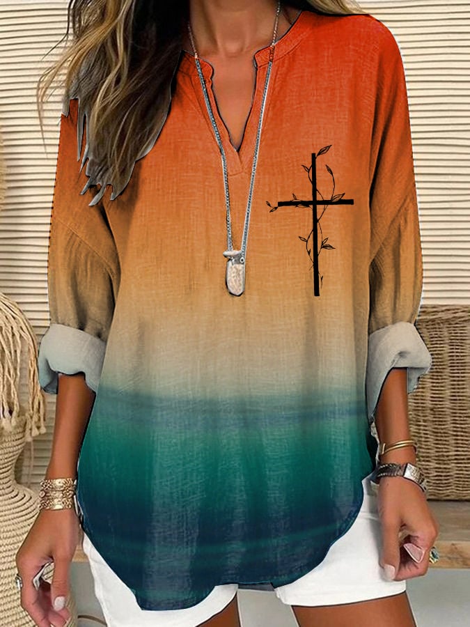 Women's Casual Gradient Faith Shirt