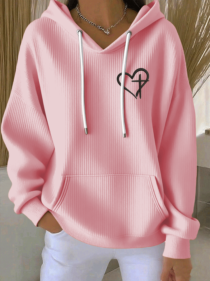 Women's Faith Print Casual Hooded Sweatshirt